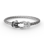 [Shinejoy]FORCE LARGE HORSESHOE BLACK WHITE DIAMOND BRACELET SILVER