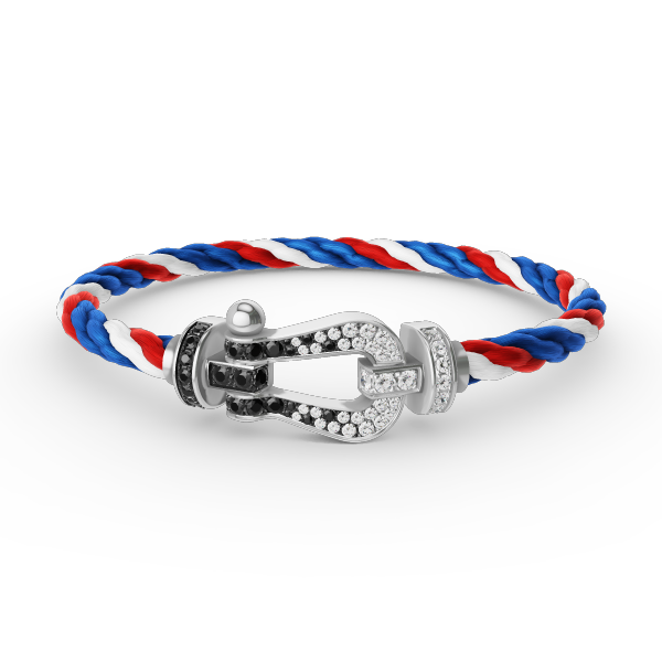 [Shinejoy]FORCE LARGE HORSESHOE BLACK WHITE DIAMOND BRACELET SILVER