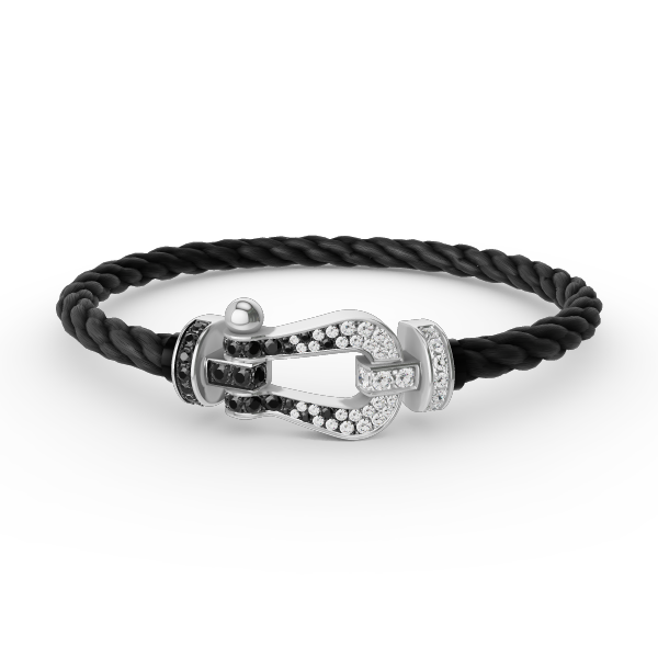 [Shinejoy]FORCE LARGE HORSESHOE BLACK WHITE DIAMOND BRACELET SILVER