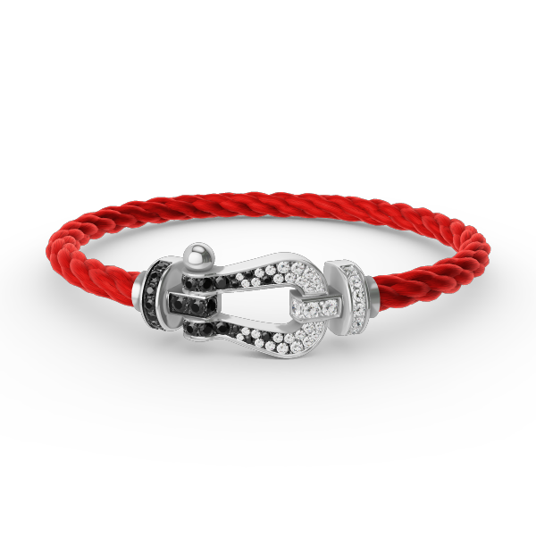 [Shinejoy]FORCE LARGE HORSESHOE BLACK WHITE DIAMOND BRACELET SILVER