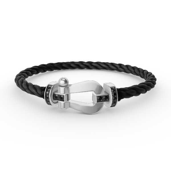 [Shinejoy]FORCE LARGE HORSESHOE BLACK DIAMOND BRACELET SILVER
