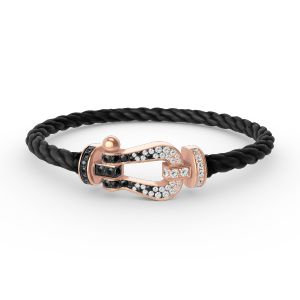 [Shinejoy]FORCE LARGE HORSESHOE BLACK WHITE DIAMOND BRACELET ROSE GOLD