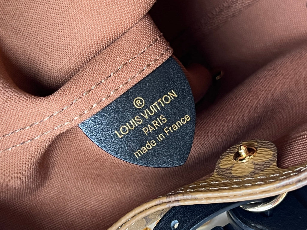 LV 25S ATLANTIS BB 17 IN CARAMEL BEIGE MONOGRAM COATED CANVAS LEATHER TRIM BLACK