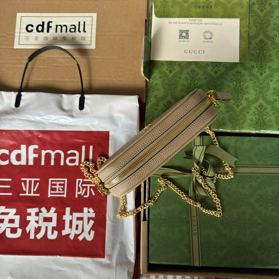 マーモント ミニショルダーバッグ 18インチ バフベージュ カーフスキン ゴールド金具