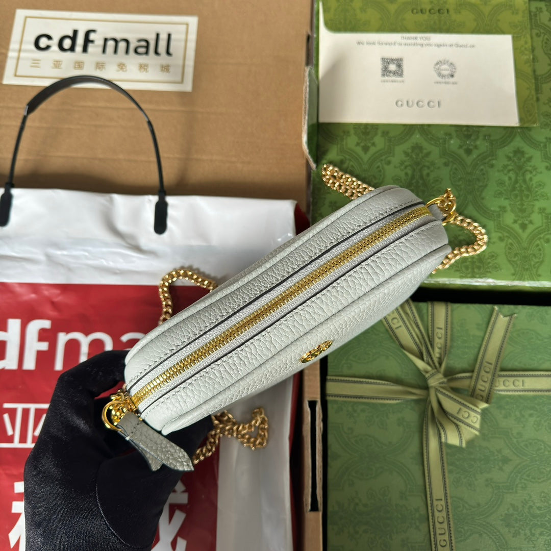 マーモント ミニショルダーバッグ 18インチ ライトグレー カーフスキン ゴールド金具