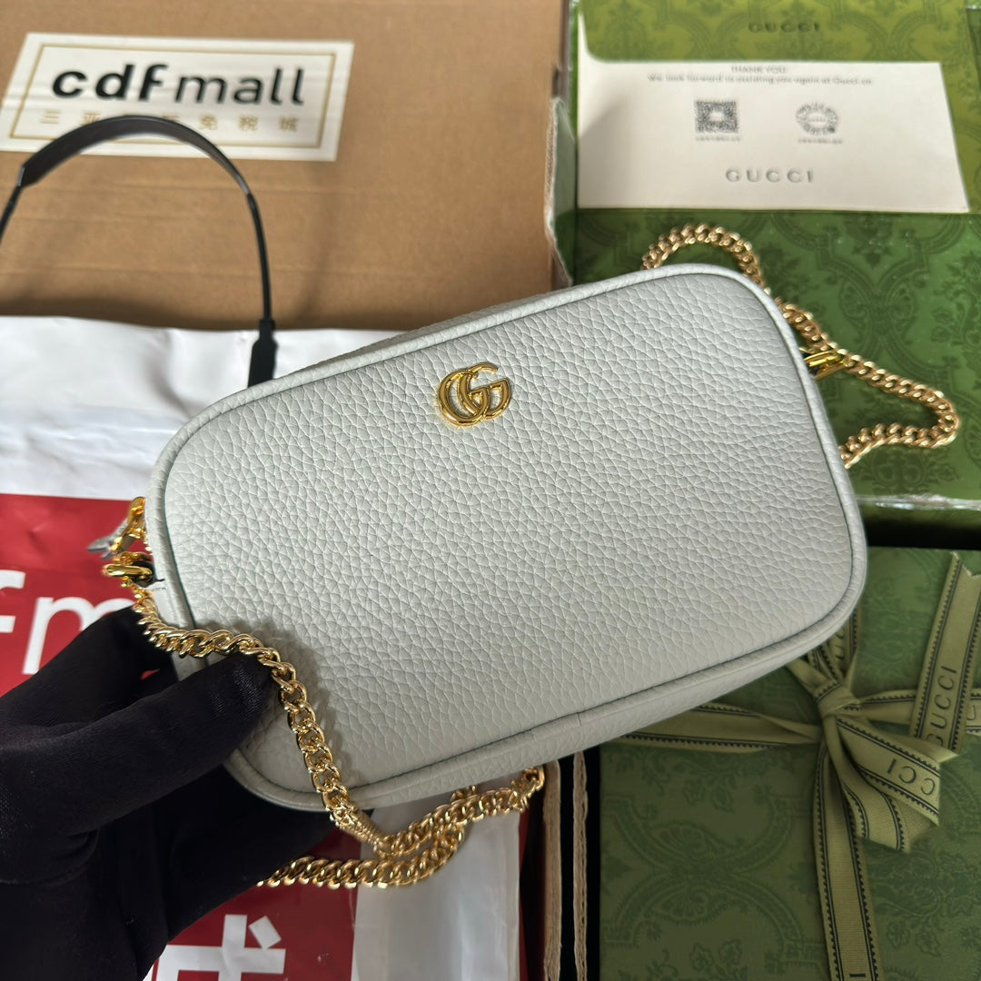 マーモント ミニショルダーバッグ 18インチ ライトグレー カーフスキン ゴールド金具