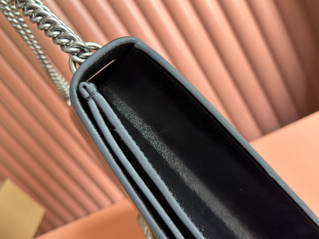 DIONYSUS LAGRE SHOULDER BAG 42 IN BLACK GG GLOSSY LAMBSKIN