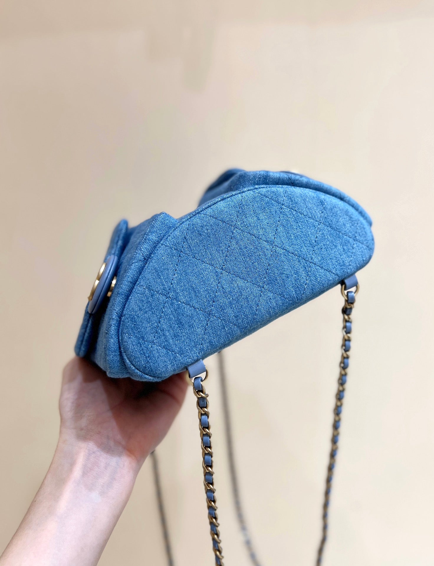 ドローストリング バケット バックパック 24インチ マリブブルー デニム ゴールド金具