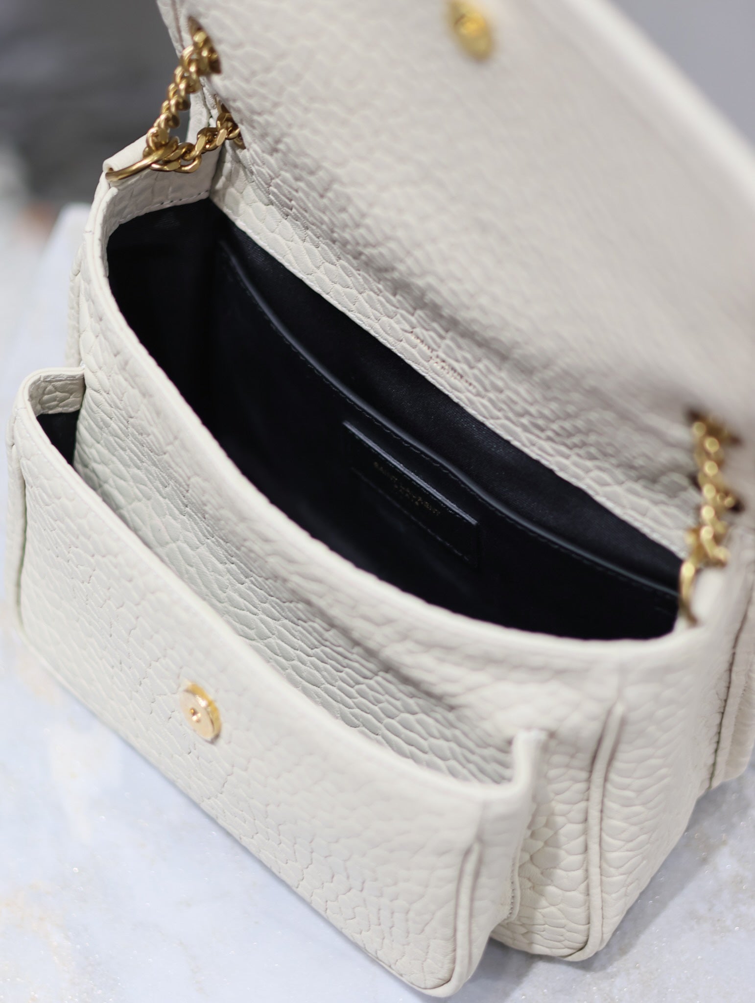 NIKI BABY 22 ホワイトエレファントパターン ラムスキン ゴールドロゴ