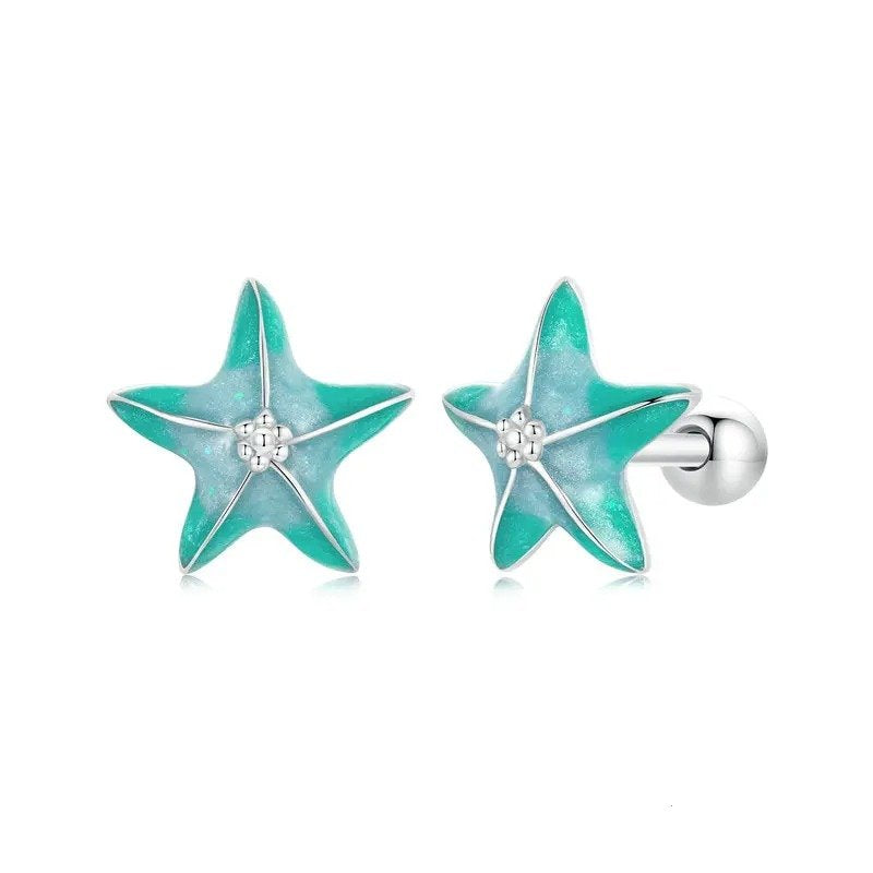 ブルースターフィッシュスタッドピアス プラチナメッキ シンプルピアス