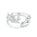 コンクオープンリング インレイグリーンCZ オーシャンシリーズ 調節可能なリング