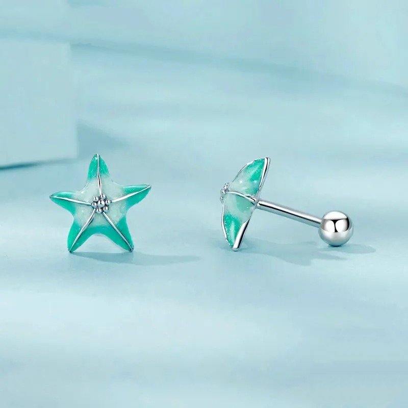 ブルースターフィッシュスタッドピアス プラチナメッキ シンプルピアス