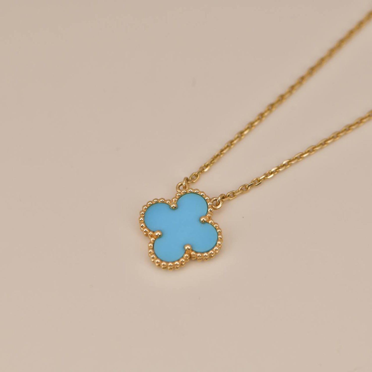 [Shinejoy]CLOVER 15MM VINTAGE TURQUOISE NECKLACE