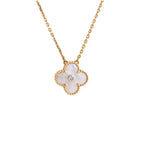 [Shinejoy]CLOVER 15MM DIAMOND WHITE FRITILLARIA NECKLACE