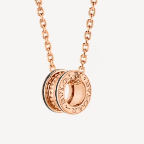 [Shinejoy]ZERO 1 ROCK PEDANT PINK GOLD BLACK NECKLACE