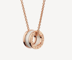 [Shinejoy]ZERO 1 WHITE CERAMIC PINK GOLD NECKLACE