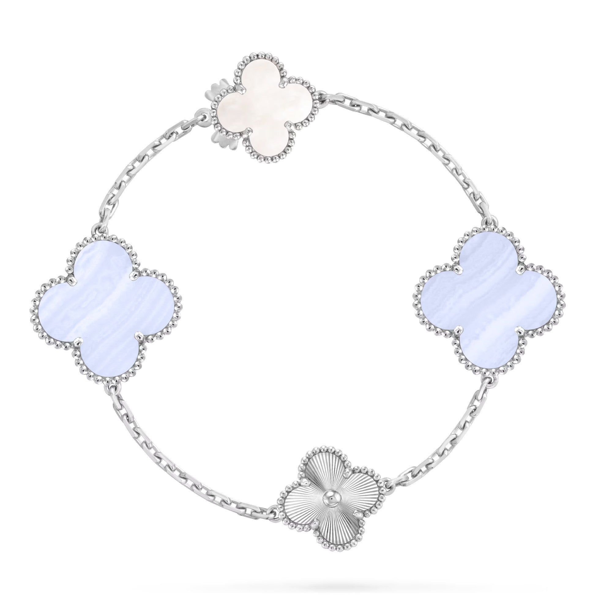 [⭐Shinejoy]DETACHABLE CLOVER 15(11+4) FLOWER SILVER NECKLACE SET