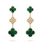 [Shinejoy]CLOVER EARRINGS GOLD MALACHITE DIAMOND 3 MOTIF