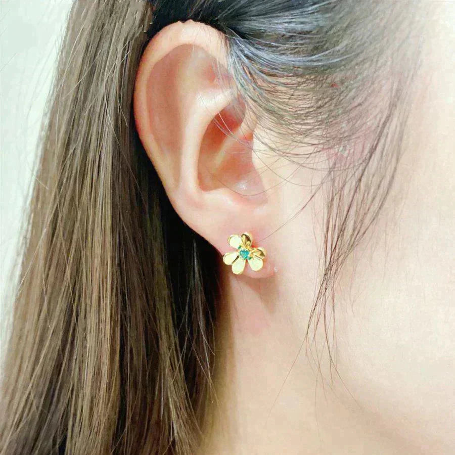 [Shinejoy]FRIVOLE  FLOWER MALACHITE EARRINGS