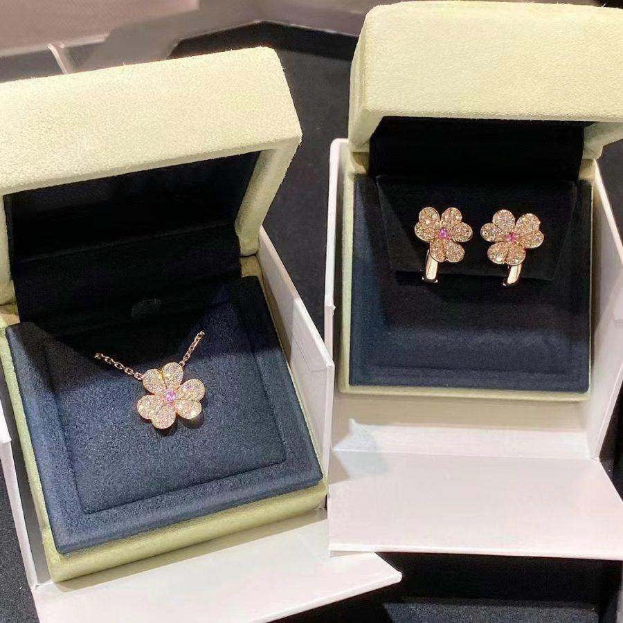 [Shinejoy]FRIVOLE ROSE GOLD FLOWER DIAMOND NECKLACE