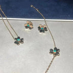 [Shinejoy]FRIVOLE  FLOWER MALACHITE EARRINGS