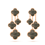 [Shinejoy]CLOVER EARRINGS DARK MOP 4 MOTIFS ROSE GOLD
