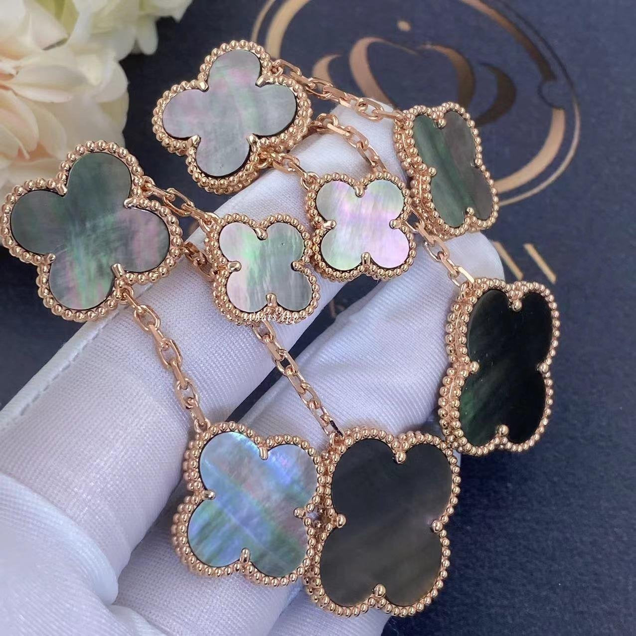 [Shinejoy]CLOVER EARRINGS DARK MOP 4 MOTIFS ROSE GOLD