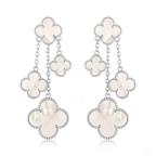 [Shinejoy]CLOVER EARRINGS WHITE MOP 4 MOTIFS SILVER