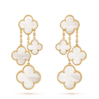 [Shinejoy]CLOVER EARRINGS WHITE MOP 4 MOTIFS GOLD