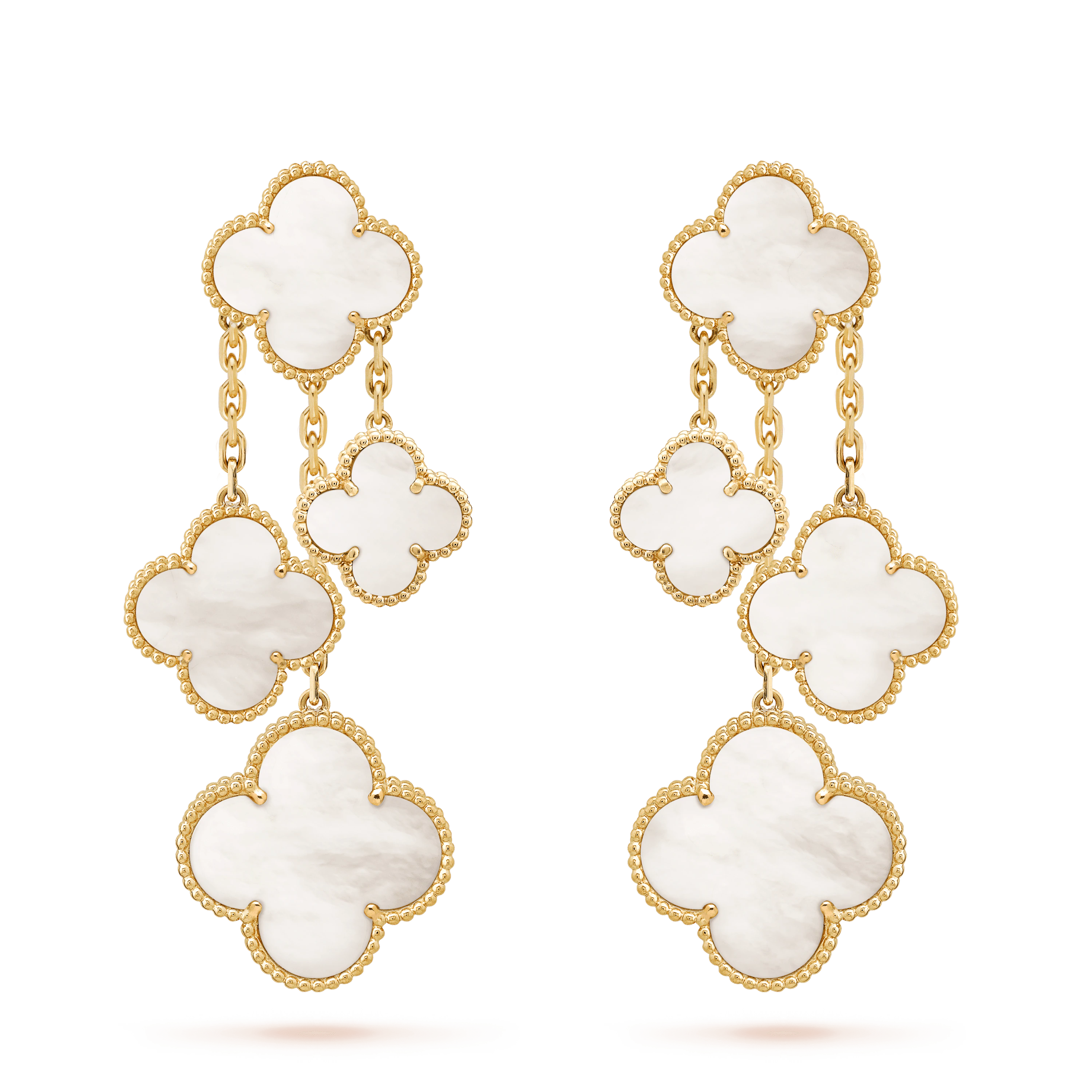 [Shinejoy]CLOVER EARRINGS WHITE MOP 4 MOTIFS GOLD