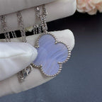 [Shinejoy]CLOVER SILVER CHALCEDONY BIG CLOVER NECKLACE