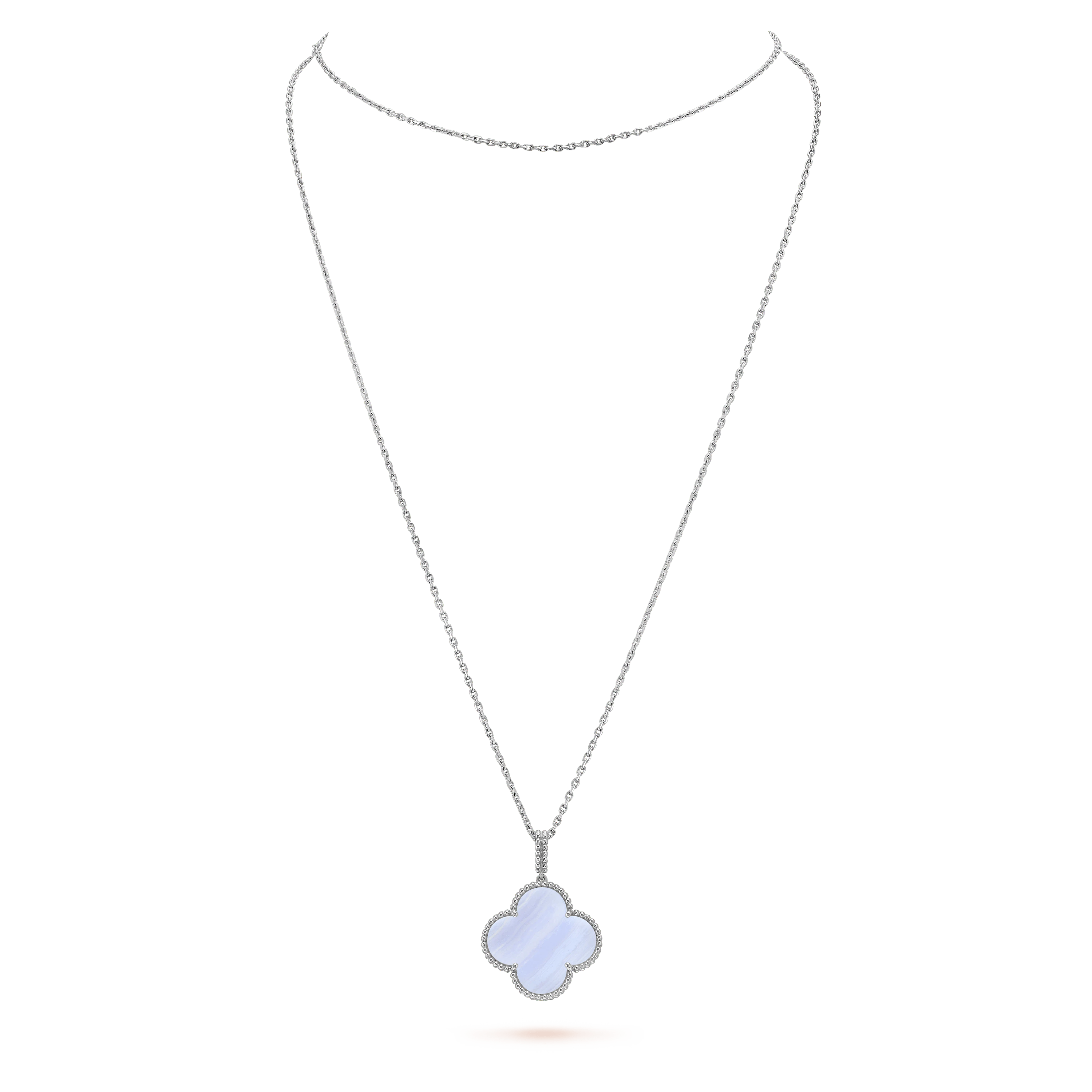 [Shinejoy]CLOVER SILVER CHALCEDONY BIG CLOVER NECKLACE