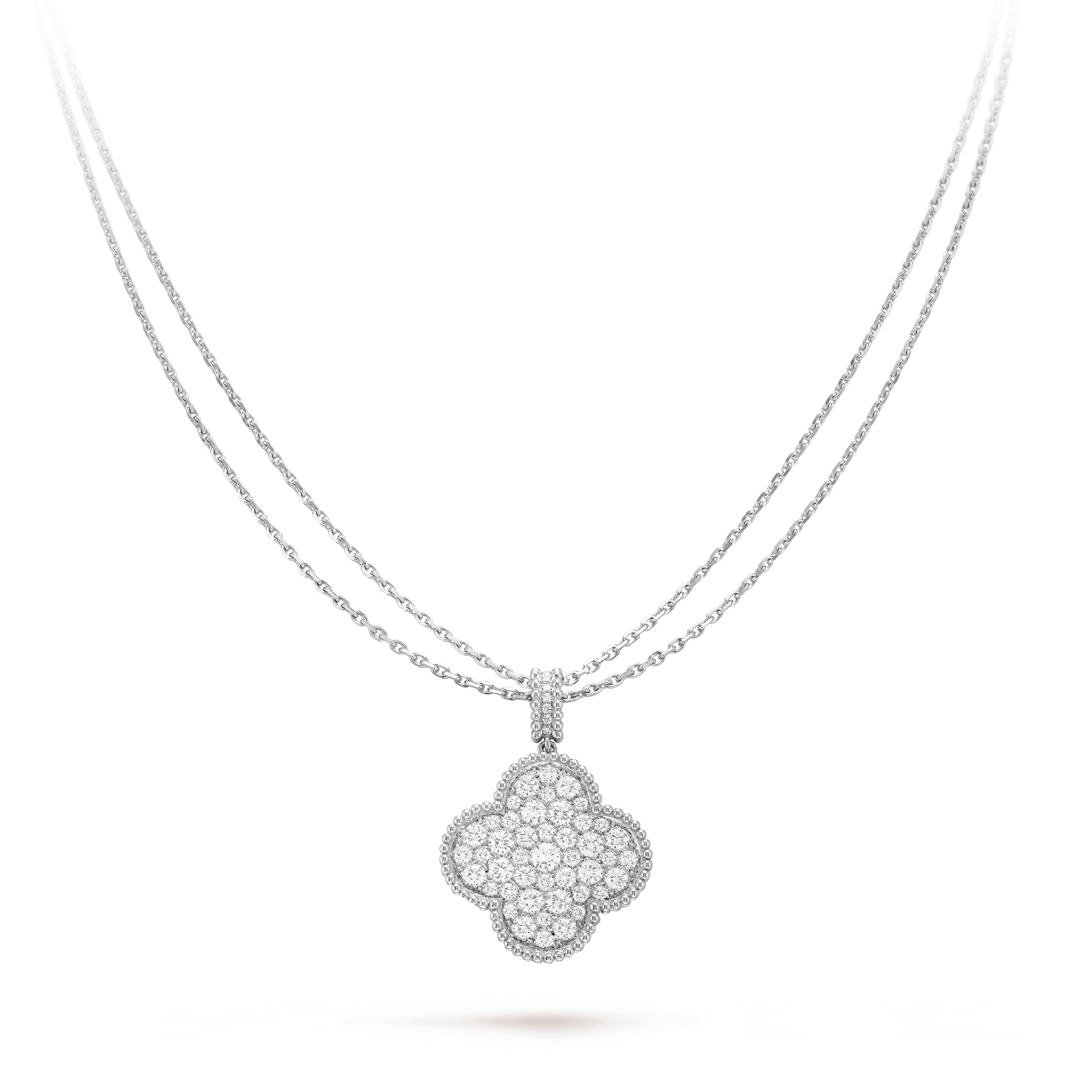 [Shinejoy]CLOVER 25MM SILVER FULL DIAMOND BIG CLOVER NECKLACE