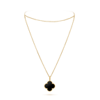 [Shinejoy]CLOVER 25MM GOLD ONYX BIG CLOVER NECKLACE