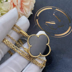 [Shinejoy]CLOVER 25MM GOLD ONYX BIG CLOVER NECKLACE