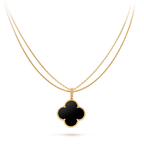 [Shinejoy]CLOVER 25MM GOLD ONYX BIG CLOVER NECKLACE