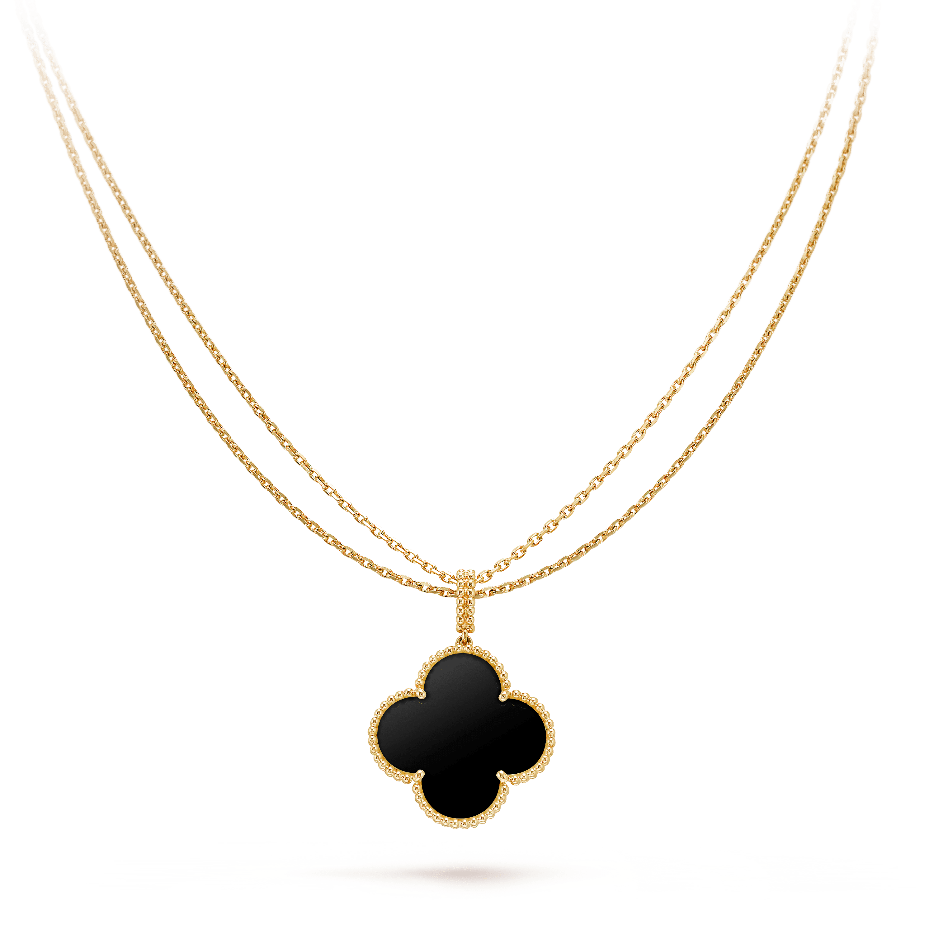 [Shinejoy]CLOVER 25MM GOLD ONYX BIG CLOVER NECKLACE