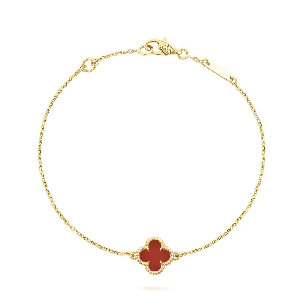 [Shinejoy]CLOVER  CARNELIAN SINGLE FLOWER BRACELET