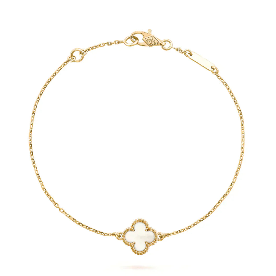 [Shinejoy]CLOVER WHITE MOP SINGLE FLOWER BRACELET
