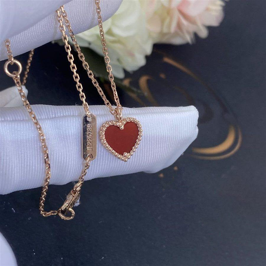 [Shinejoy]SWEET CLOVER CARNELIAN HEART NECKLACE