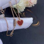 [Shinejoy]SWEET CLOVER CARNELIAN HEART NECKLACE