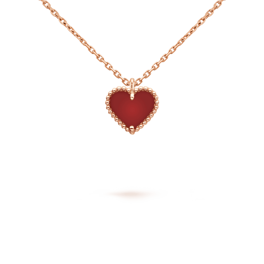 [Shinejoy]SWEET CLOVER CARNELIAN HEART NECKLACE