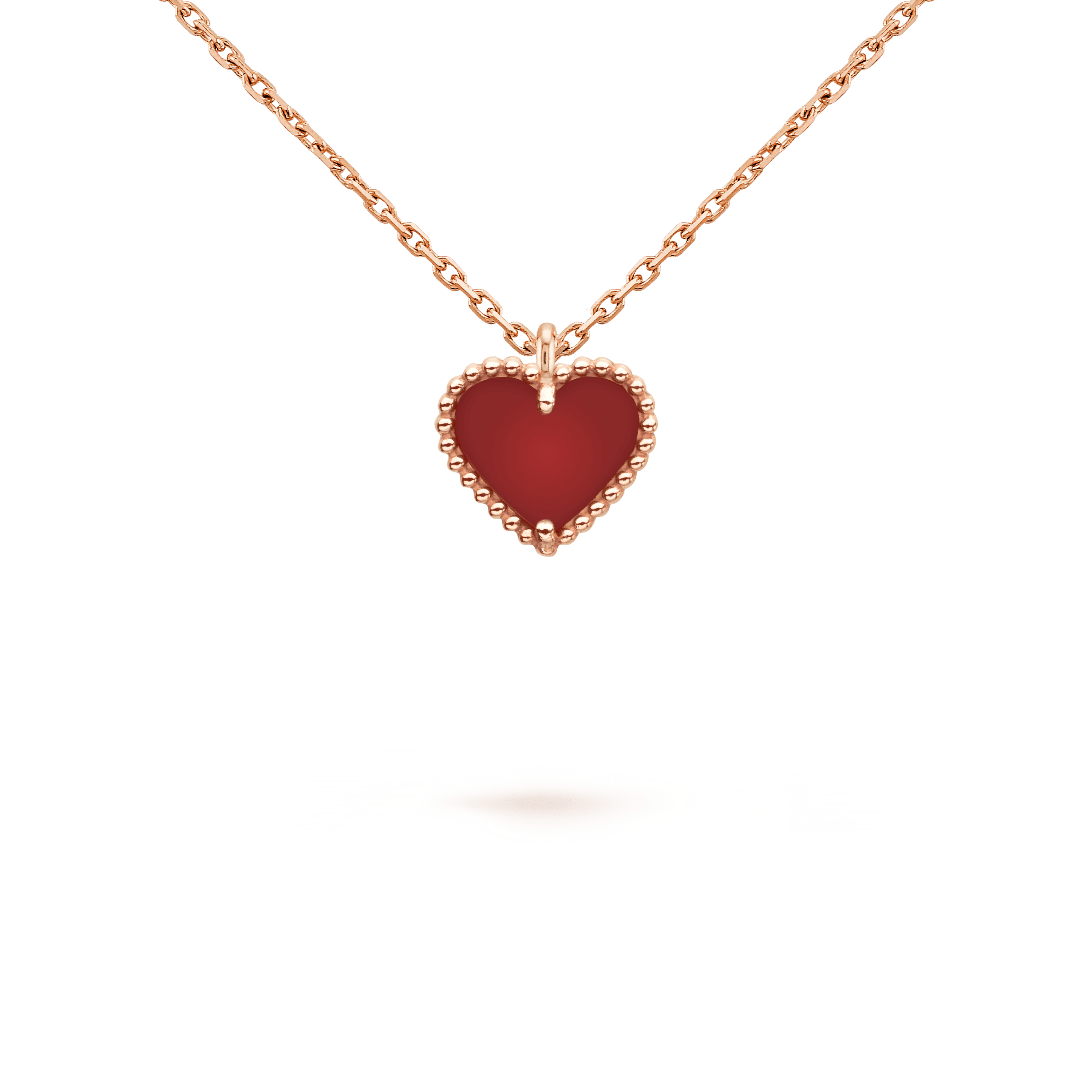 [Shinejoy]SWEET CLOVER CARNELIAN HEART NECKLACE