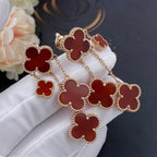 [Shinejoy]CLOVER EARRINGS CARNELIAN 4 MOTIFS PINK GOLD