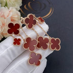 [Shinejoy]CLOVER EARRINGS CARNELIAN 4 MOTIFS PINK GOLD