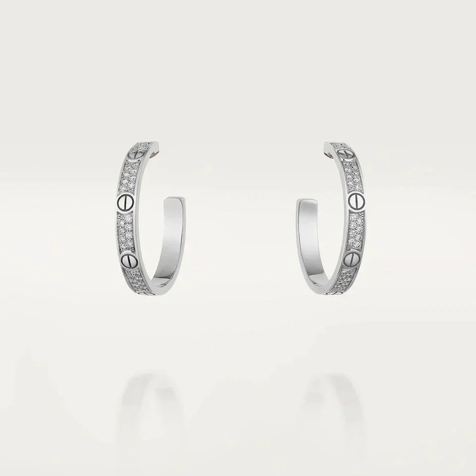[Shinejoy]LOVE DIAMOND SILVER HOOP EARRINGS
