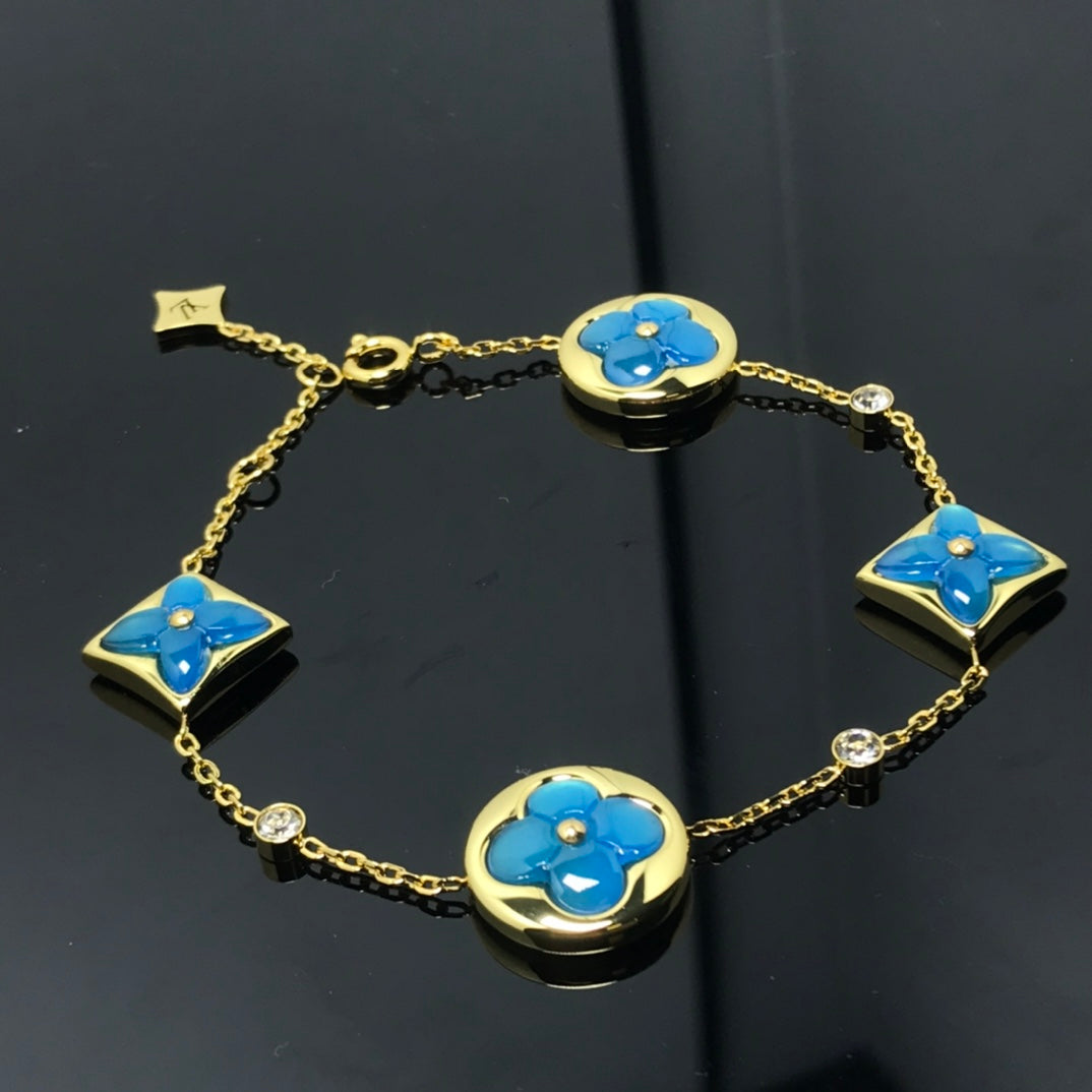 [Shinejoy]STAR AND SUN 4 MOTIF BLUE BRACELET
