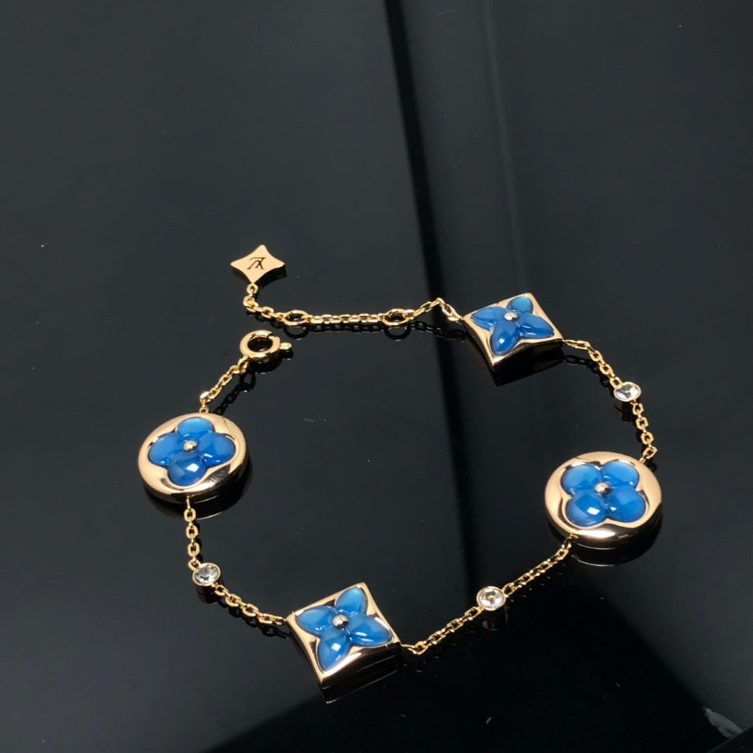 [Shinejoy]STAR AND SUN 4 MOTIF BLUE BRACELET