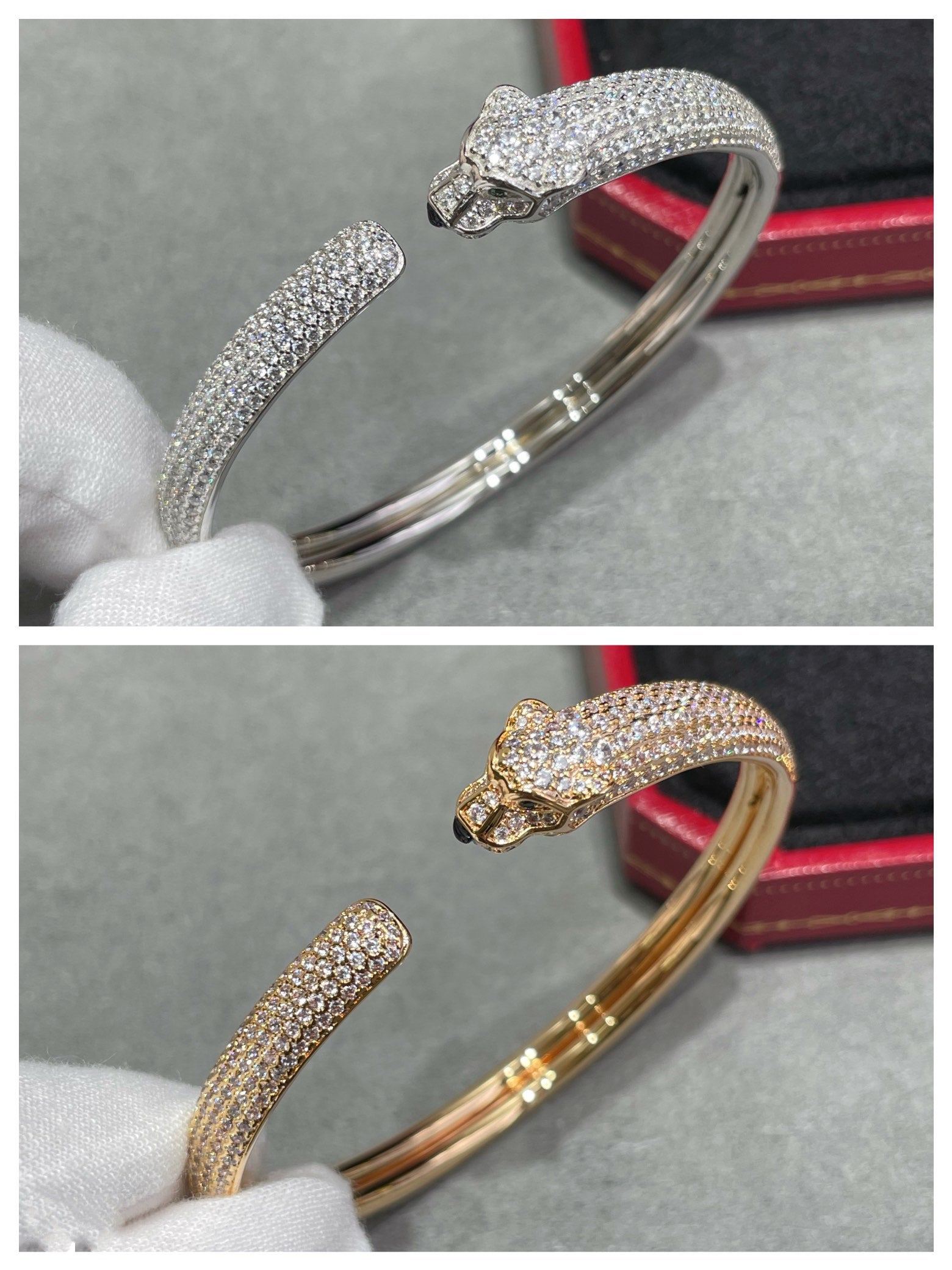 [Shinejoy]PANTHERE FULL DIAMOND OPEN BRACELET