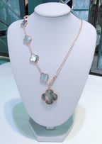 [Shinejoy]COMBINED BRACELET 5 MOTIFS AND NECKLACE DARK MOP ROSE GOLD